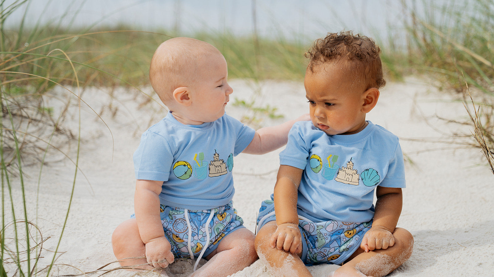 Blue Beach Day Short Set