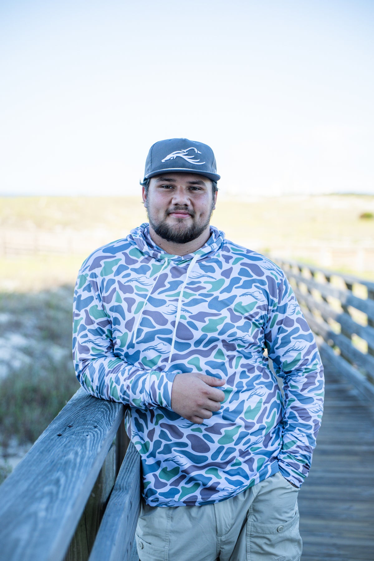 KC3 Men's Green Marsh Camo Mid-Weight Performance Hoodie