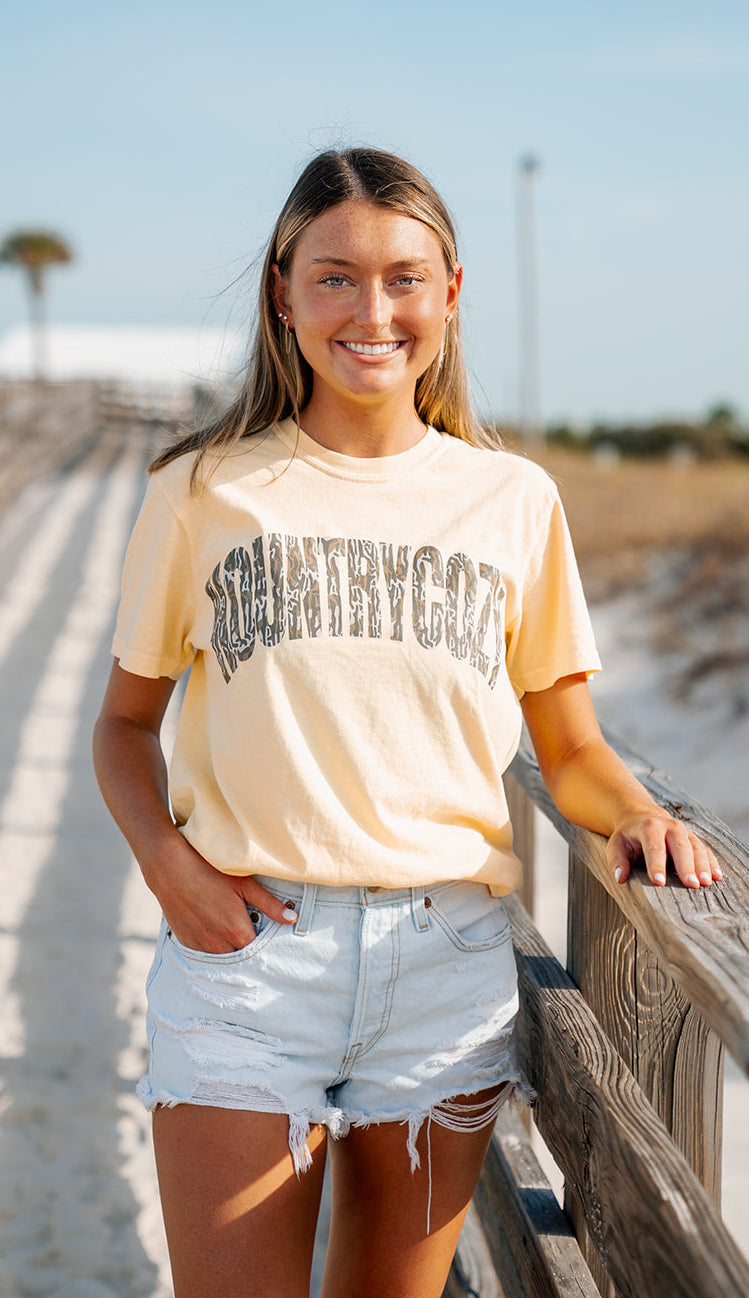 KountryCozy Yellow ROOTS Camo Shirt