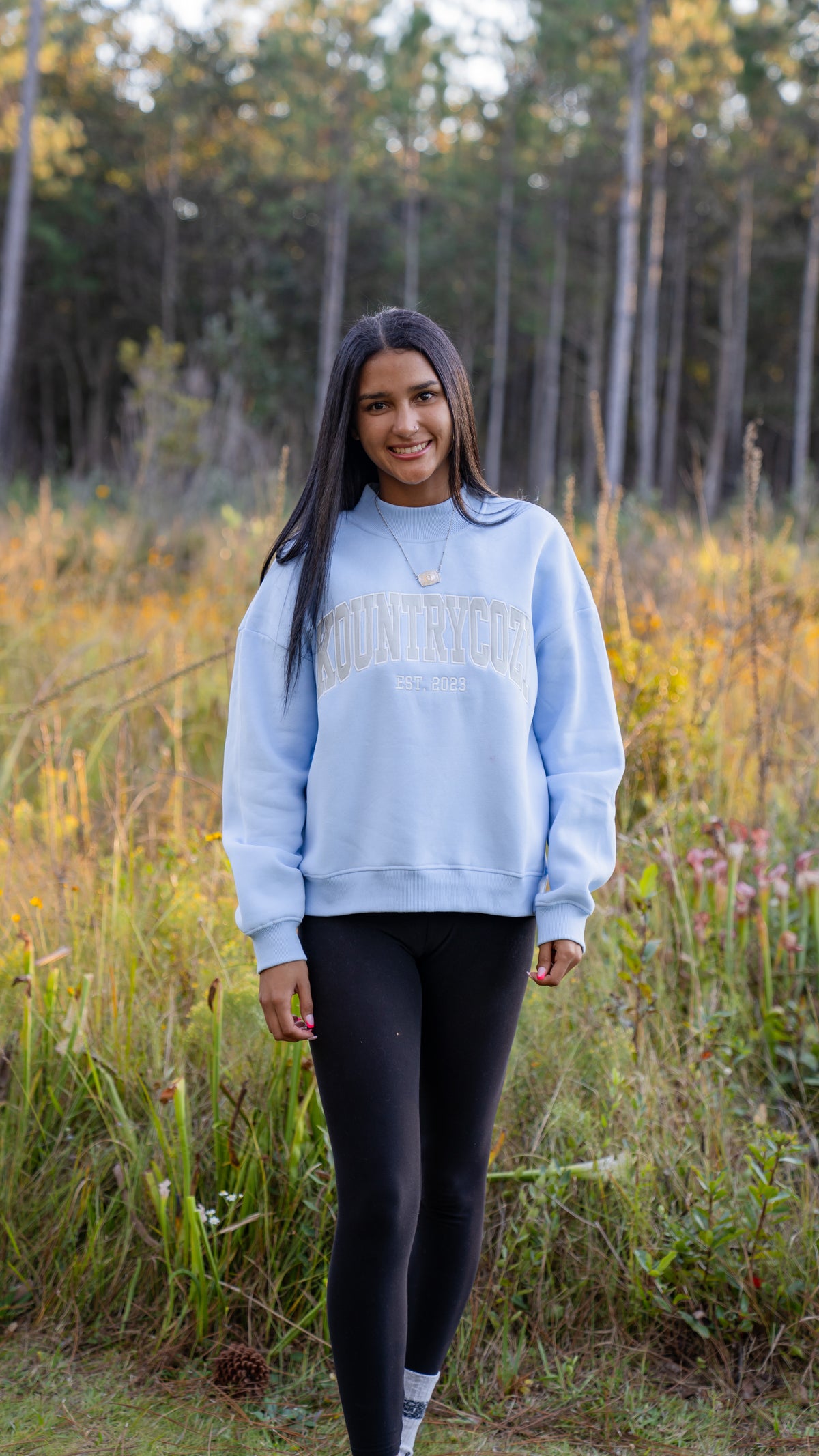 Blue and Grey Mock Neck