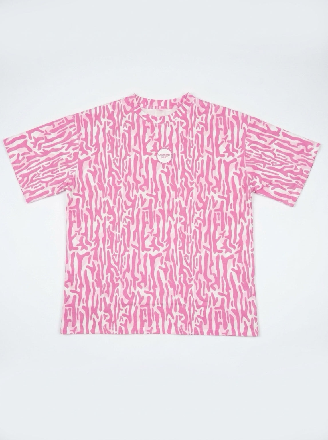 KountryCozy Oversized Pink Roots Patch Tee
