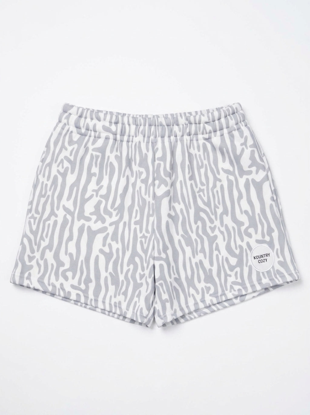 KountryCozy Oversized Grey Roots Patch Shorts
