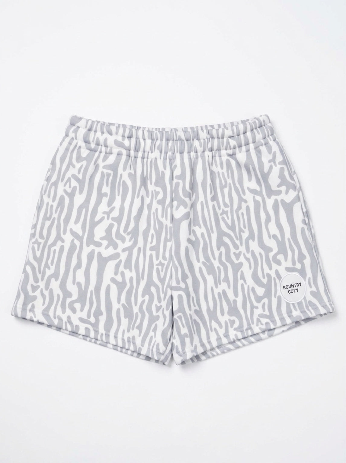 KountryCozy Oversized Grey Roots Patch Shorts