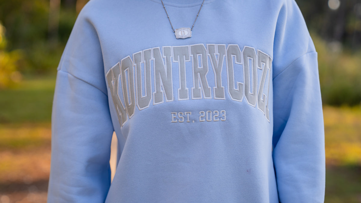 Blue and Grey Mock Neck