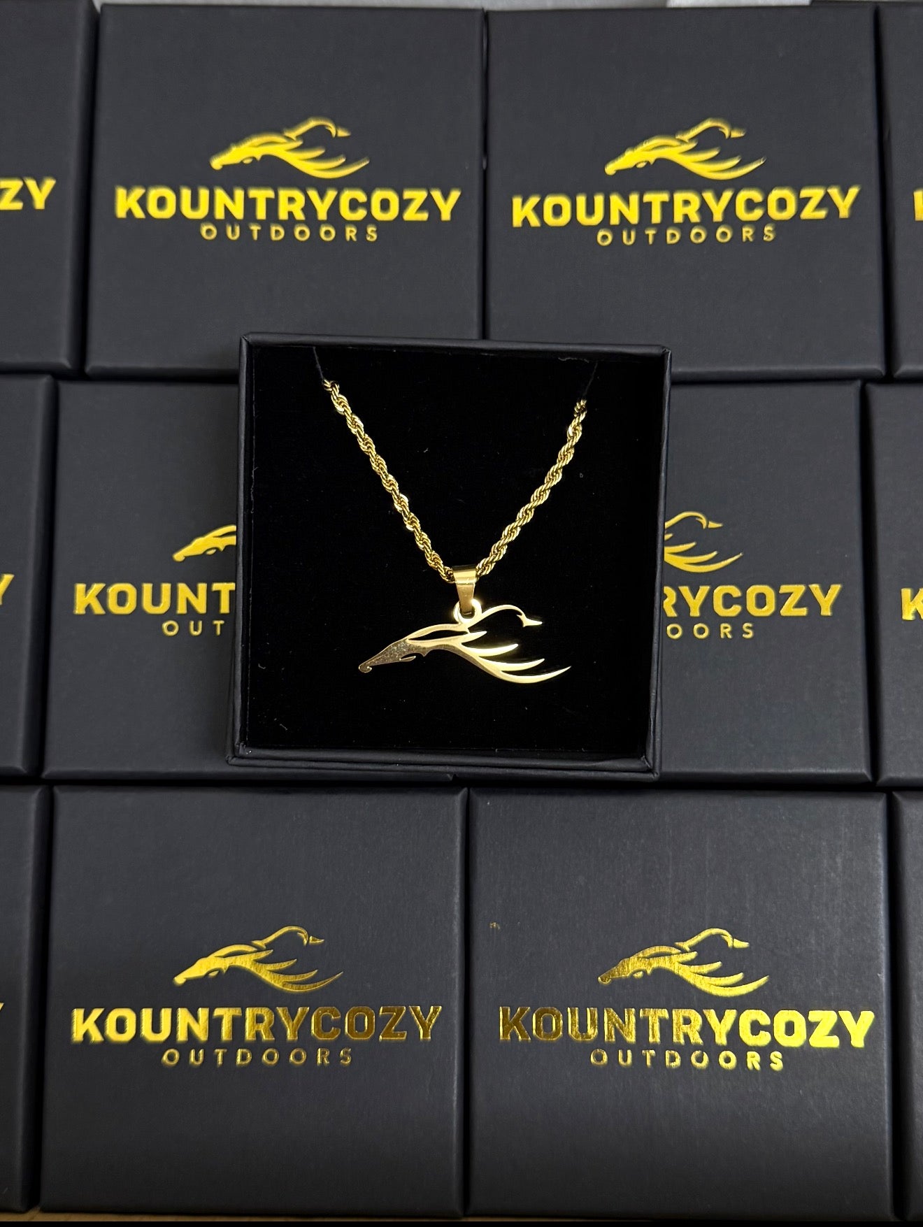 KC3 Polished Gold Custom Pendant 20” Rope Chain