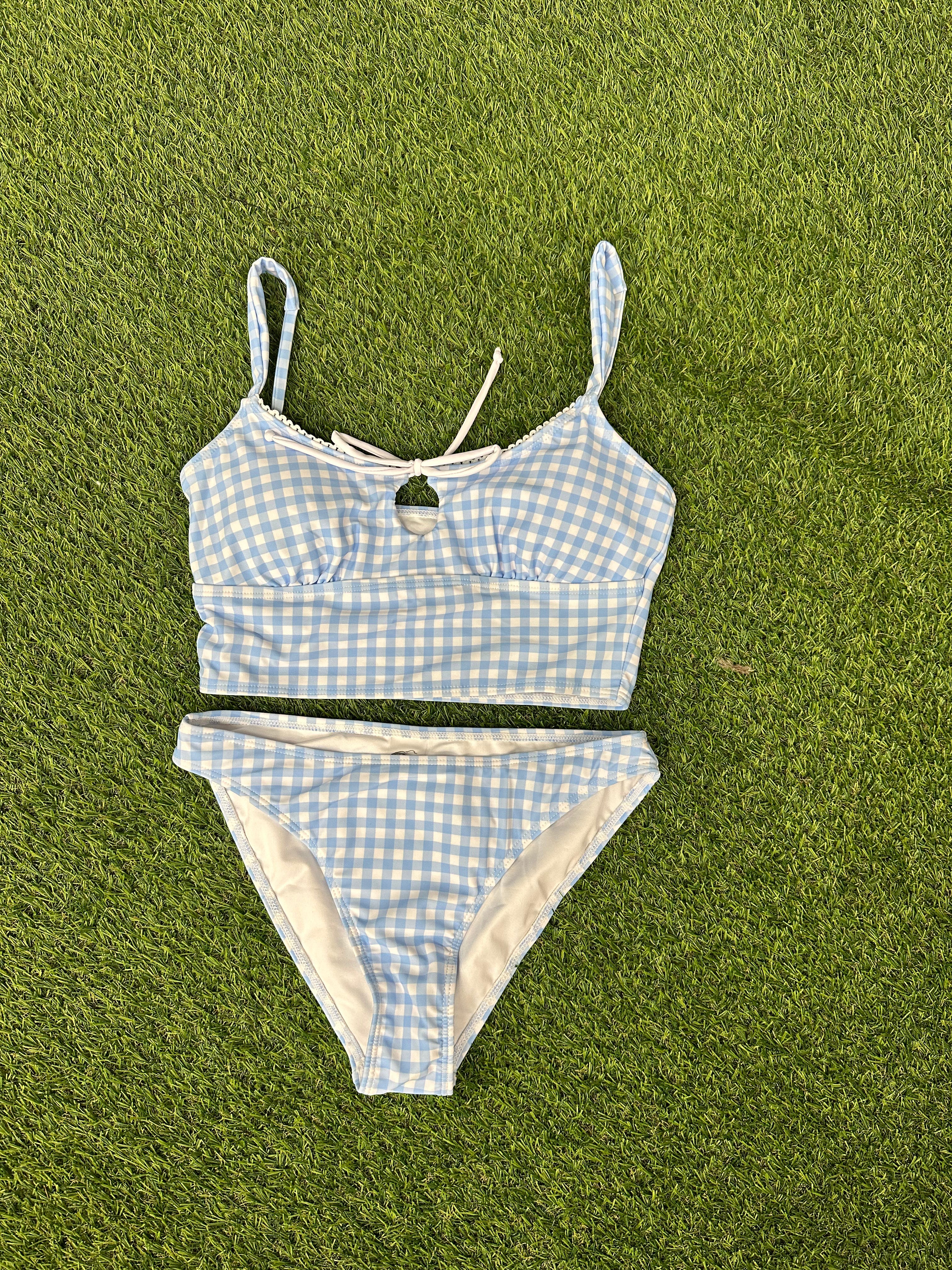 Blue Plaid Tankini Bottoms