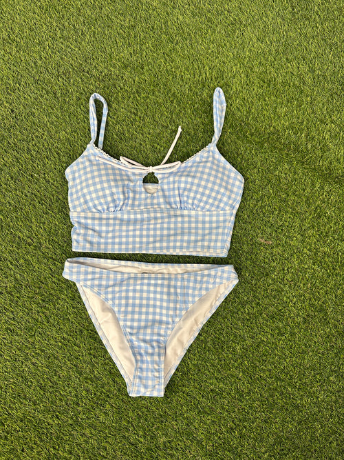Blue Plaid Tankini Bottoms