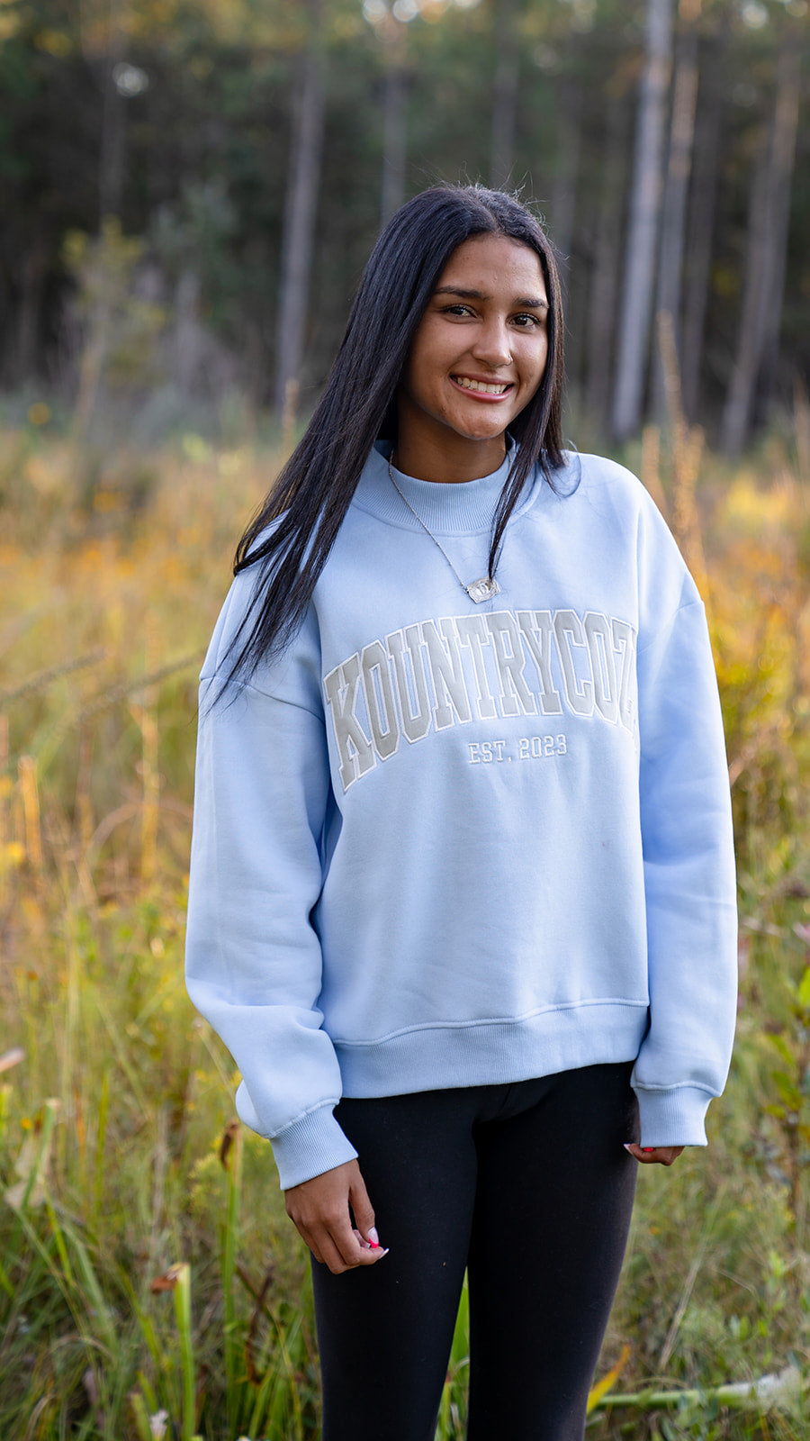 Blue and Grey Mock Neck